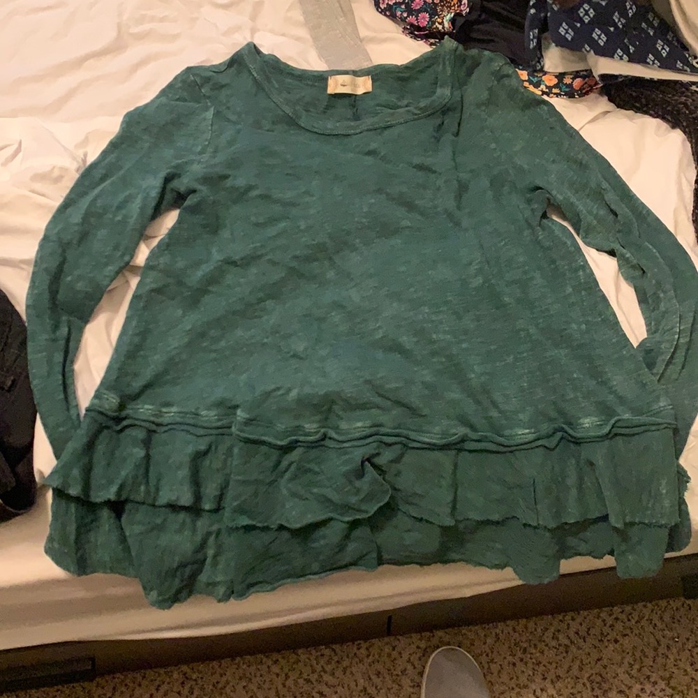 Green ruffle casual shirt
